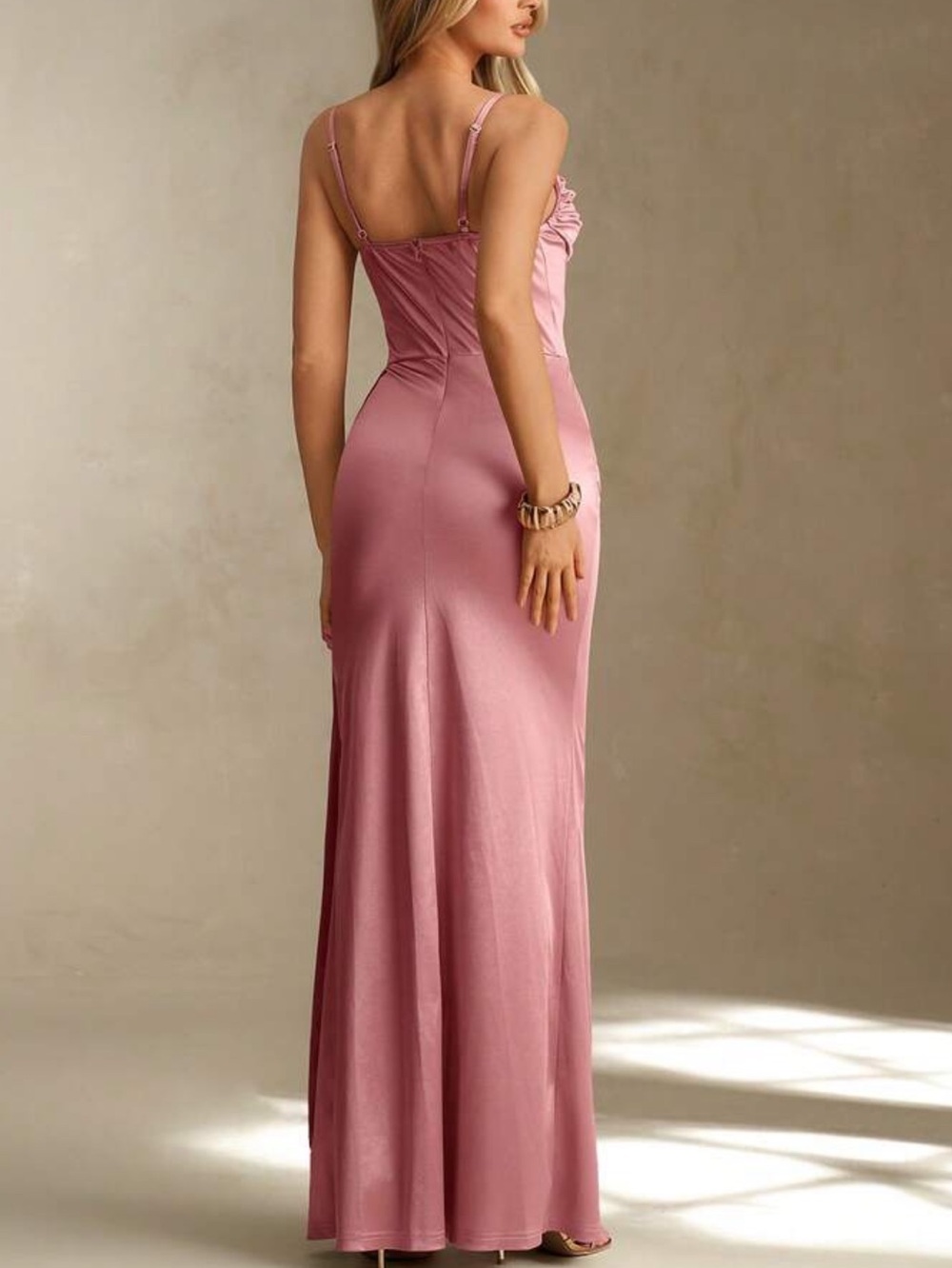 Luxe party prom bridesmaids slit thigh dress - Picture 6 of 7